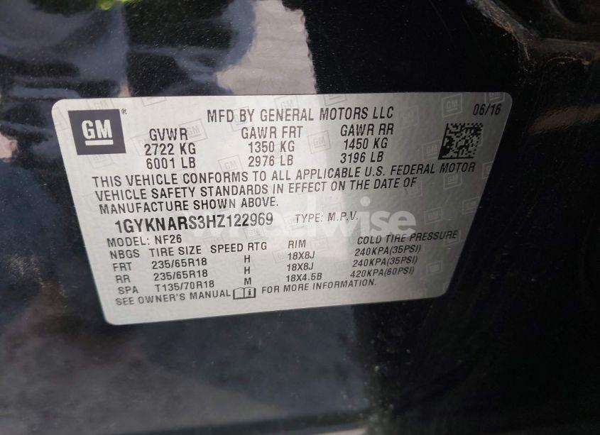 Photo 9 of 2017 Cadillac Xt5 STANDARD (VIN 1GYKNARS3HZ122969)