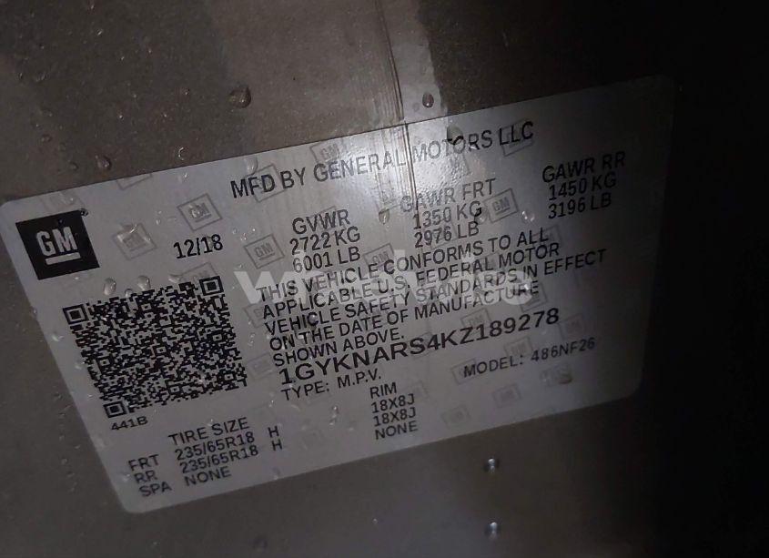 Photo 9 of 2019 Cadillac Xt5 STANDARD (VIN 1GYKNARS4KZ189278)