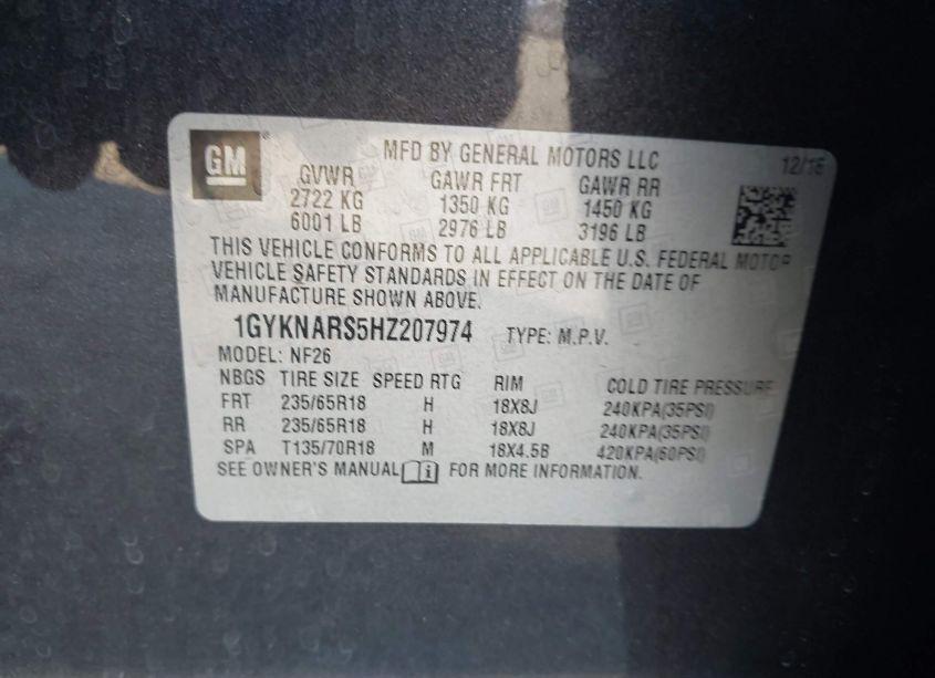 Photo 9 of 2017 Cadillac Xt5 STANDARD (VIN 1GYKNARS5HZ207974)