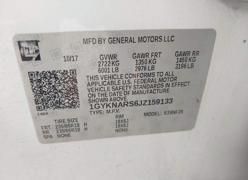 Photo 9 of 2018 Cadillac Xt5 STANDARD (VIN 1GYKNARS6JZ159133)