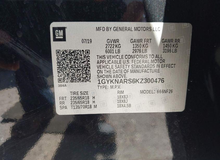 Photo 9 of 2019 Cadillac Xt5 STANDARD (VIN 1GYKNARS6KZ300476)