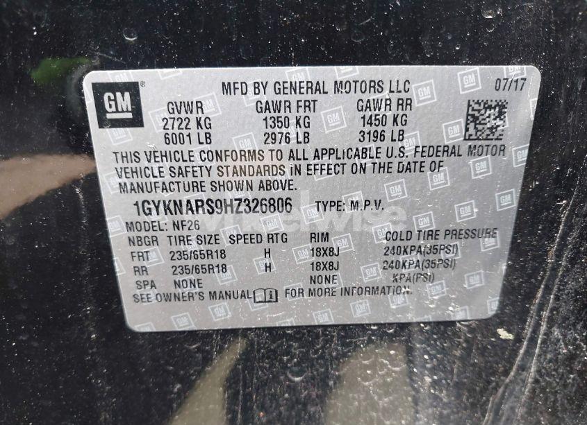 Photo 9 of 2017 Cadillac Xt5 STANDARD (VIN 1GYKNARS9HZ326806)