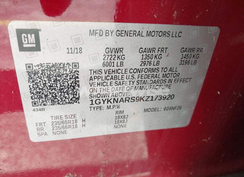 Photo 9 of 2019 Cadillac Xt5 STANDARD (VIN 1GYKNARS9KZ173920)