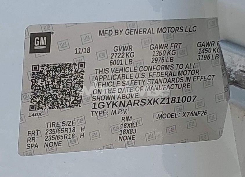 Photo 9 of 2019 Cadillac Xt5 STANDARD (VIN 1GYKNARSXKZ181007)