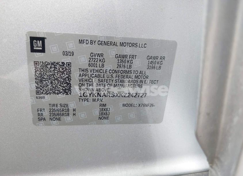 Photo 9 of 2019 Cadillac Xt5 STANDARD (VIN 1GYKNARSXKZ242727)