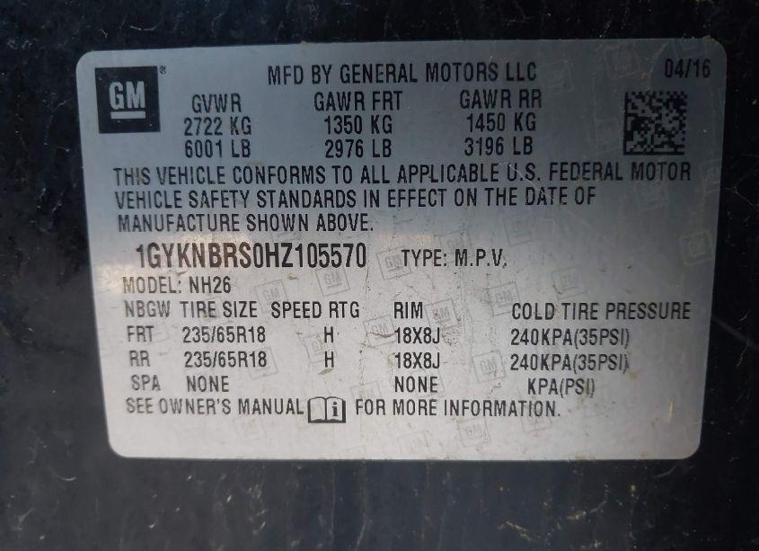 Photo 9 of 2017 Cadillac Xt5 LUXURY (VIN 1GYKNBRS0HZ105570)