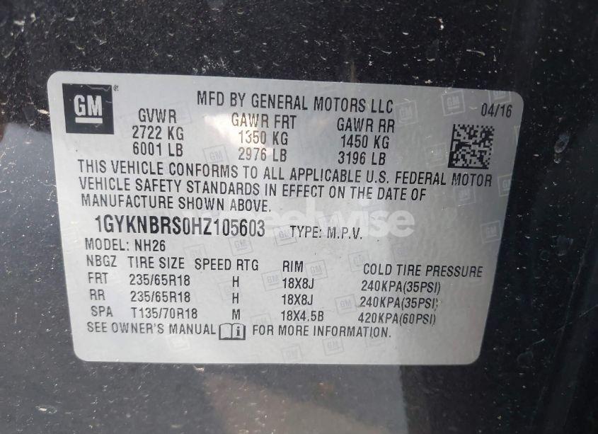 Photo 9 of 2017 Cadillac Xt5 LUXURY (VIN 1GYKNBRS0HZ105603)