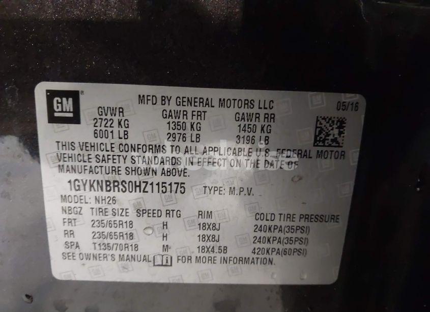 Photo 9 of 2017 Cadillac Xt5 LUXURY (VIN 1GYKNBRS0HZ115175)