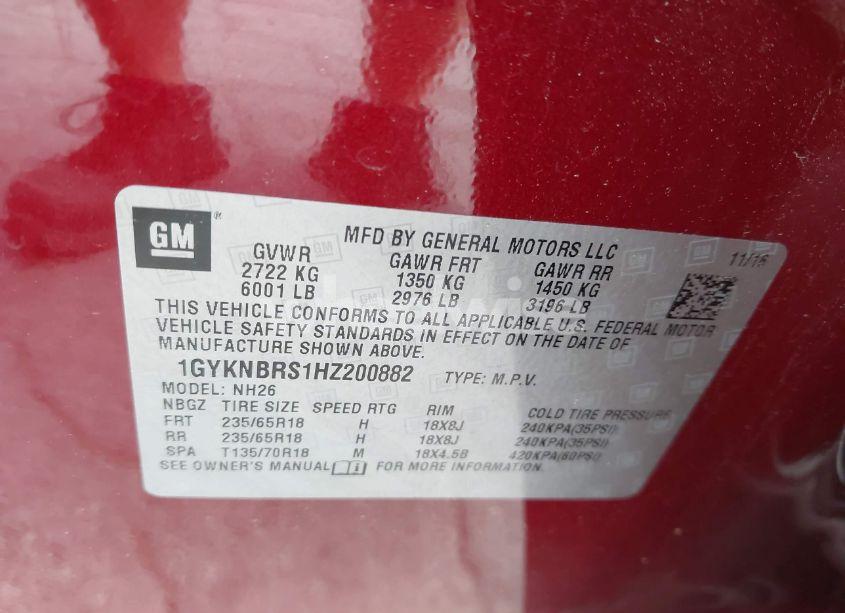 Photo 9 of 2017 Cadillac Xt5 LUXURY (VIN 1GYKNBRS1HZ200882)