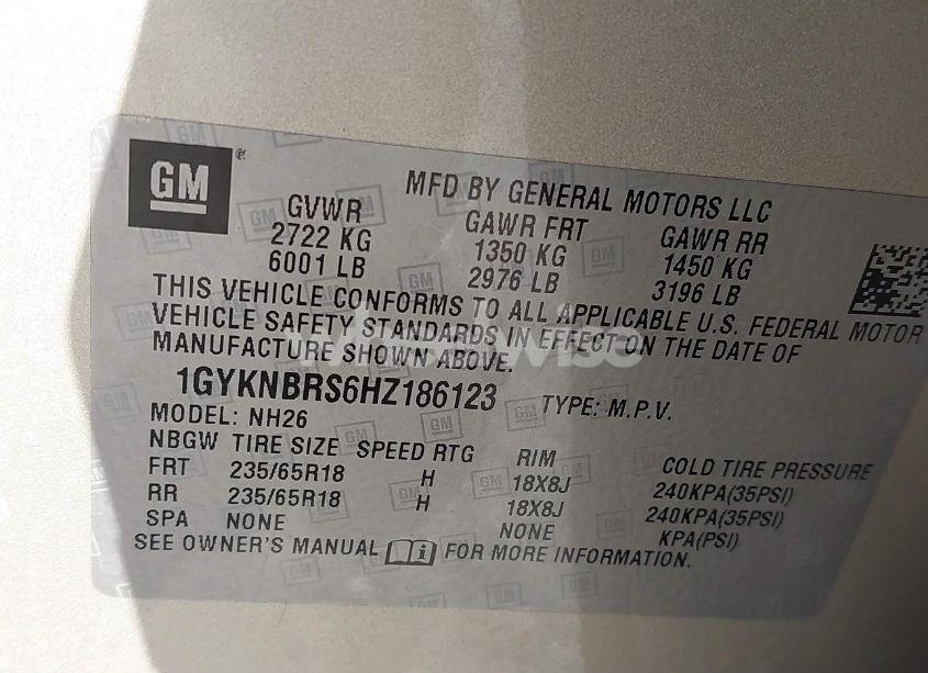 Photo 9 of 2017 Cadillac Xt5 LUXURY (VIN 1GYKNBRS6HZ186123)