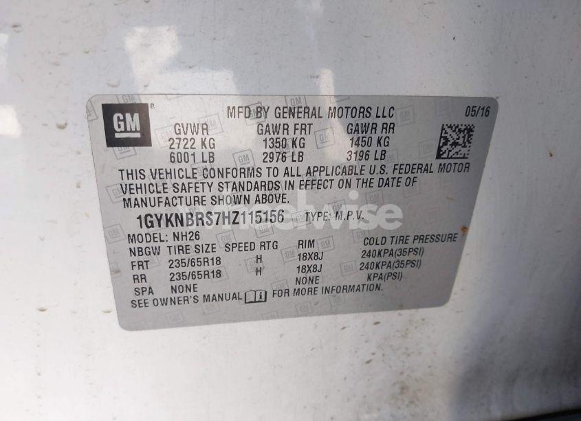 Photo 9 of 2017 Cadillac Xt5 LUXURY (VIN 1GYKNBRS7HZ115156)