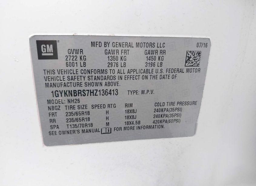 Photo 9 of 2017 Cadillac Xt5 LUXURY (VIN 1GYKNBRS7HZ136413)