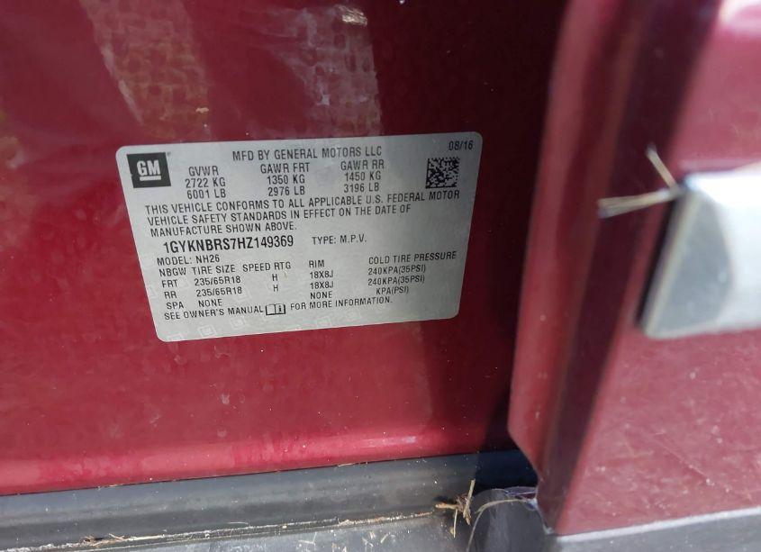 Photo 9 of 2017 Cadillac Xt5 LUXURY (VIN 1GYKNBRS7HZ149369)