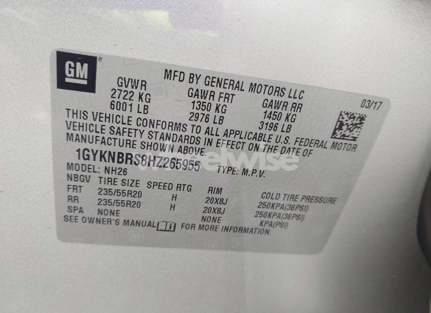 Photo 9 of 2017 Cadillac Xt5 LUXURY (VIN 1GYKNBRS8HZ265955)