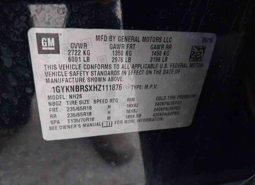 Photo 9 of 2017 Cadillac Xt5 LUXURY (VIN 1GYKNBRSXHZ111876)