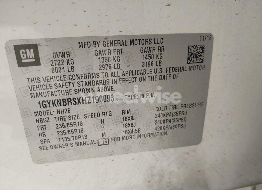 Photo 9 of 2017 Cadillac Xt5 LUXURY (VIN 1GYKNBRSXHZ190093)