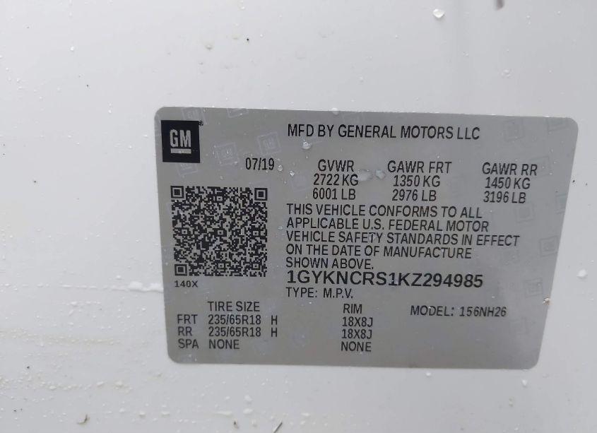 Photo 9 of 2019 Cadillac Xt5 LUXURY FWD (VIN 1GYKNCRS1KZ294985)