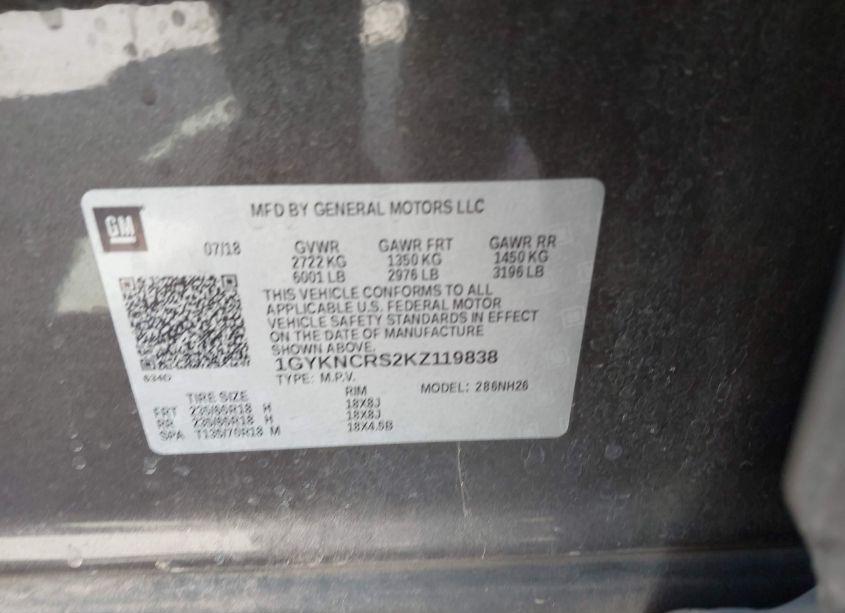 Photo 9 of 2019 Cadillac Xt5 LUXURY (VIN 1GYKNCRS2KZ119838)