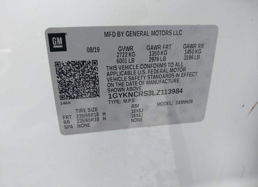 Photo 9 of 2020 Cadillac Xt5 FWD PREMIUM LUXURY (VIN 1GYKNCRS3LZ113984)