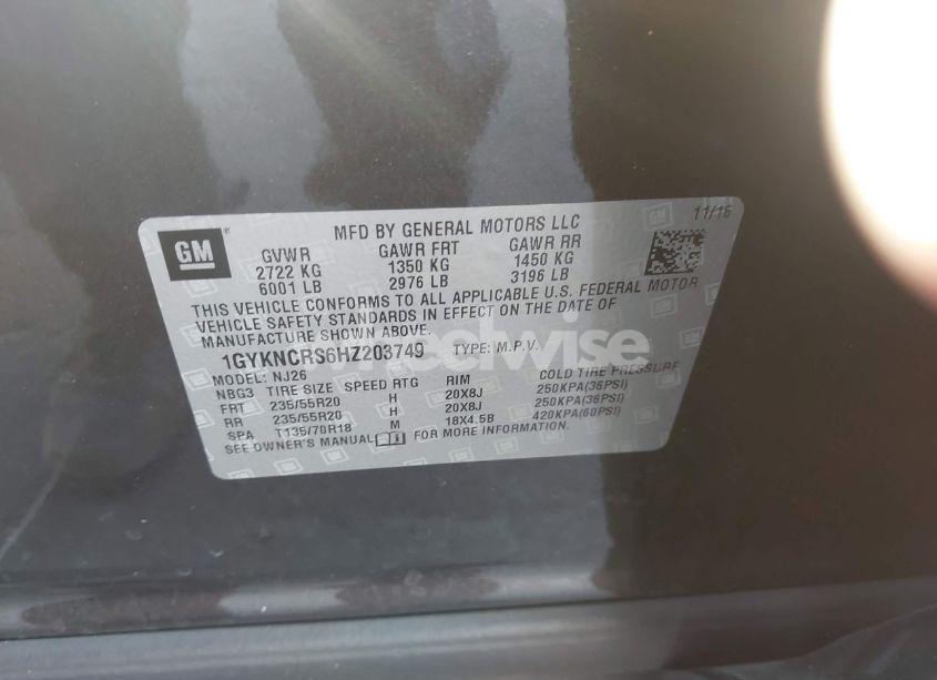 Photo 9 of 2017 Cadillac Xt5 PREMIUM LUXURY (VIN 1GYKNCRS6HZ203749)