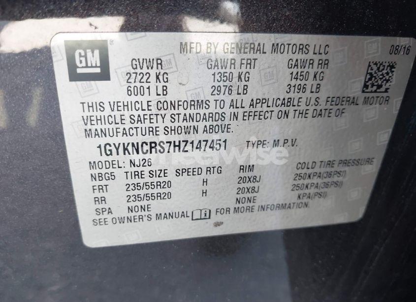 Photo 9 of 2017 Cadillac Xt5 PREMIUM LUXURY (VIN 1GYKNCRS7HZ147451)