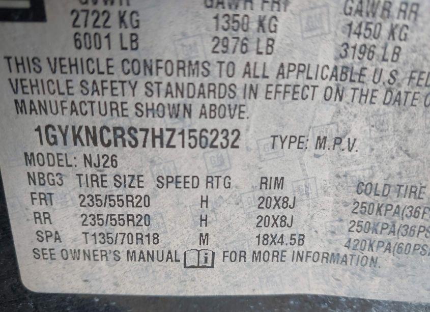 Photo 9 of 2017 Cadillac Xt5 PREMIUM LUXURY (VIN 1GYKNCRS7HZ156232)