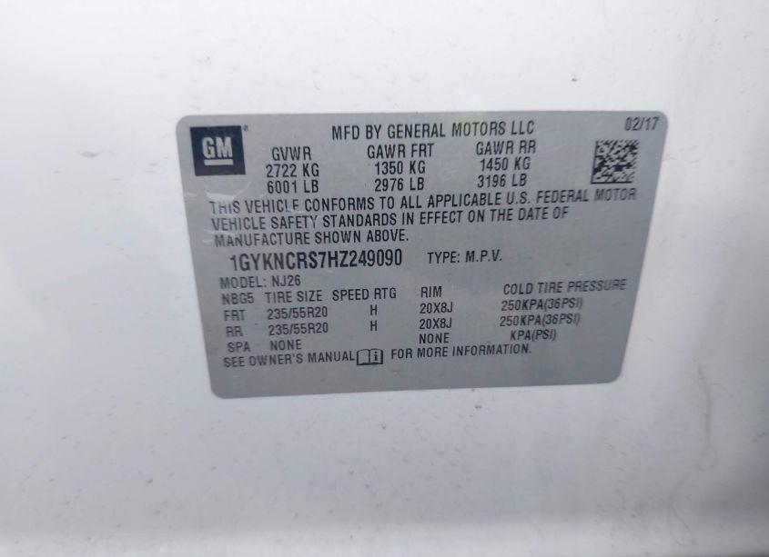 Photo 9 of 2017 Cadillac Xt5 PREMIUM LUXURY (VIN 1GYKNCRS7HZ249090)