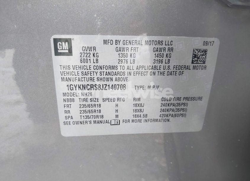 Photo 9 of 2018 Cadillac Xt5 LUXURY (VIN 1GYKNCRS8JZ140708)