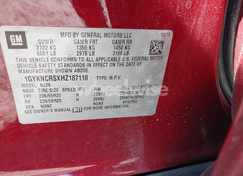 Photo 9 of 2017 Cadillac Xt5 PREMIUM LUXURY (VIN 1GYKNCRSXHZ187118)