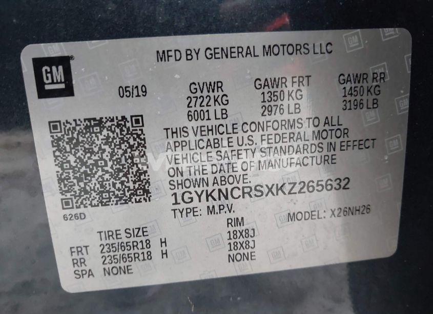 Photo 9 of 2019 Cadillac Xt5 LUXURY FWD (VIN 1GYKNCRSXKZ265632)