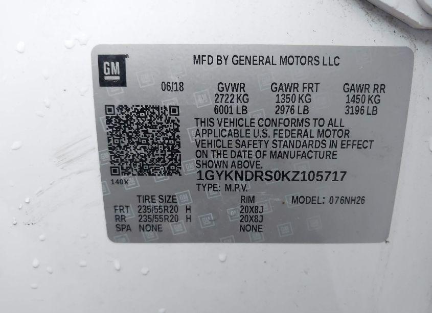 Photo 9 of 2019 Cadillac Xt5 LUXURY (VIN 1GYKNDRS0KZ105717)