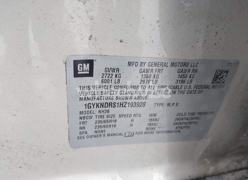 Photo 9 of 2017 Cadillac Xt5 LUXURY (VIN 1GYKNDRS1HZ193928)