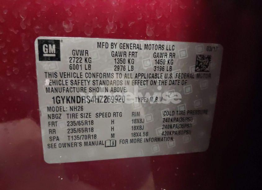 Photo 9 of 2017 Cadillac Xt5 LUXURY (VIN 1GYKNDRS4HZ269920)