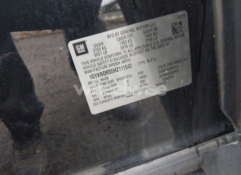 Photo 9 of 2017 Cadillac Xt5 LUXURY (VIN 1GYKNDRS5HZ111943)