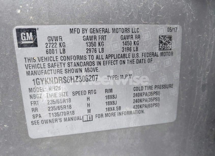 Photo 9 of 2017 Cadillac Xt5 LUXURY (VIN 1GYKNDRS6HZ306207)