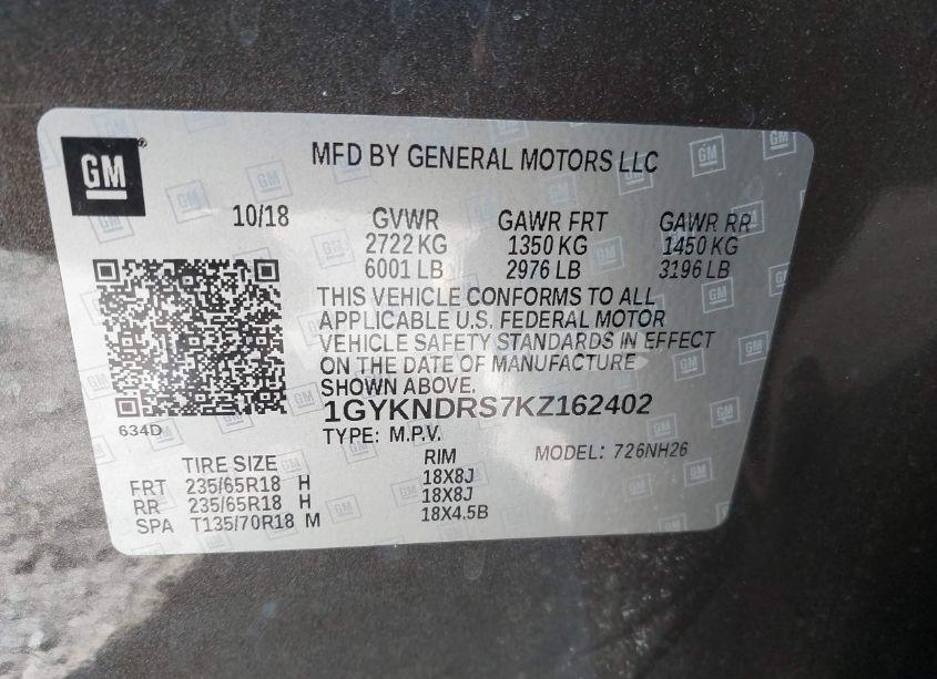 Photo 9 of 2019 Cadillac Xt5 LUXURY (VIN 1GYKNDRS7KZ162402)