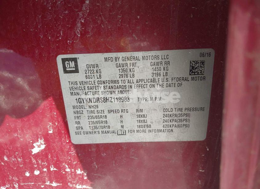 Photo 9 of 2017 Cadillac Xt5 LUXURY (VIN 1GYKNDRS8HZ118983)