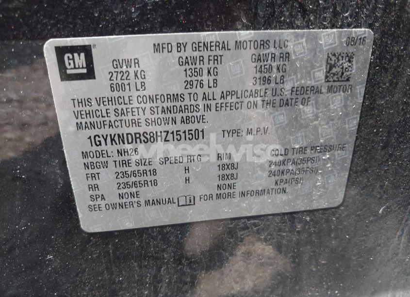 Photo 9 of 2017 Cadillac Xt5 LUXURY (VIN 1GYKNDRS8HZ151501)