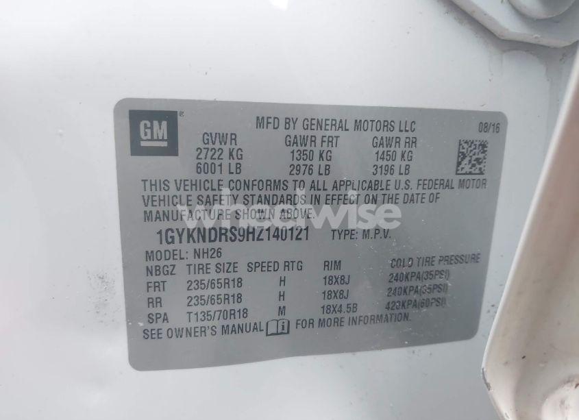 Photo 9 of 2017 Cadillac Xt5 LUXURY (VIN 1GYKNDRS9HZ140121)