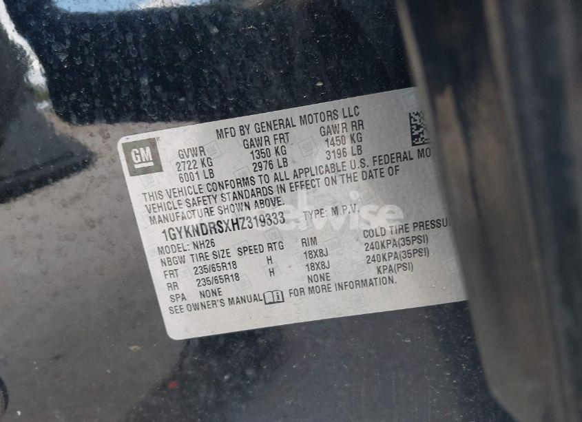 Photo 9 of 2017 Cadillac Xt5 LUXURY (VIN 1GYKNDRSXHZ319333)