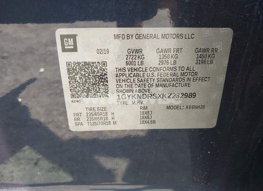 Photo 9 of 2019 Cadillac Xt5 LUXURY (VIN 1GYKNDRSXKZ232989)