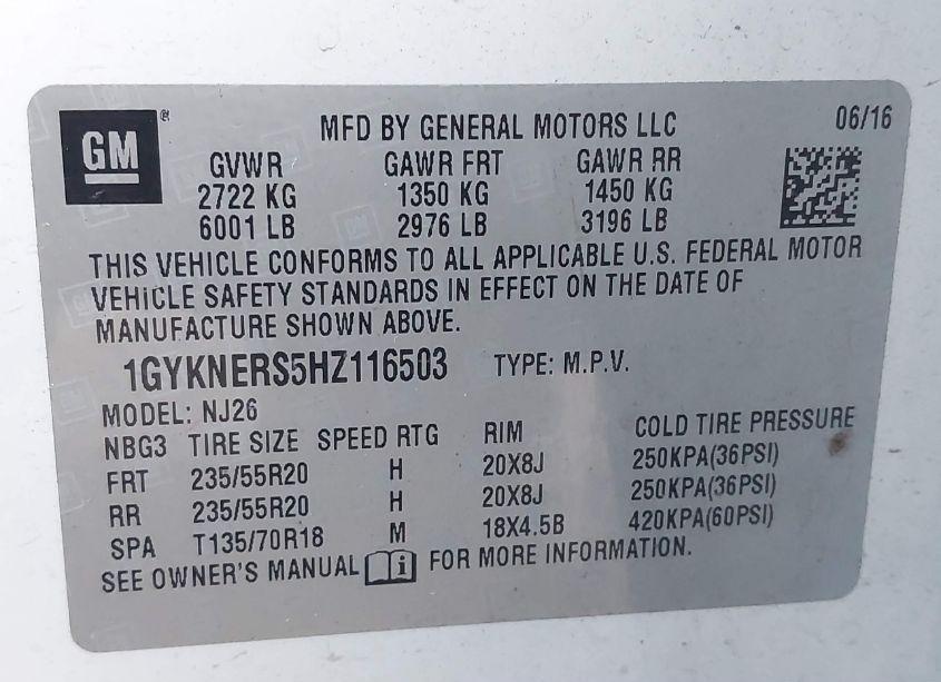 Photo 9 of 2017 Cadillac Xt5 PREMIUM LUXURY (VIN 1GYKNERS5HZ116503)