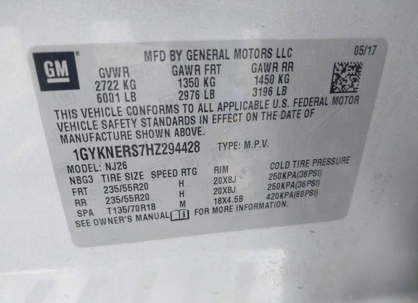 Photo 9 of 2017 Cadillac Xt5 PREMIUM LUXURY (VIN 1GYKNERS7HZ294428)