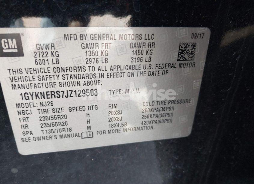 Photo 9 of 2018 Cadillac Xt5 PREMIUM LUXURY (VIN 1GYKNERS7JZ129503)