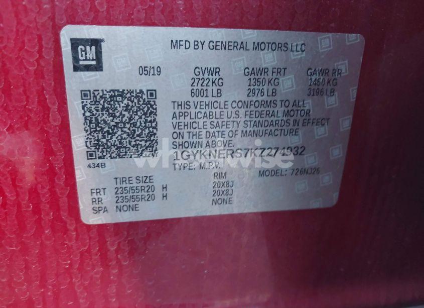 Photo 9 of 2019 Cadillac Xt5 PREMIUM LUXURY (VIN 1GYKNERS7KZ274932)