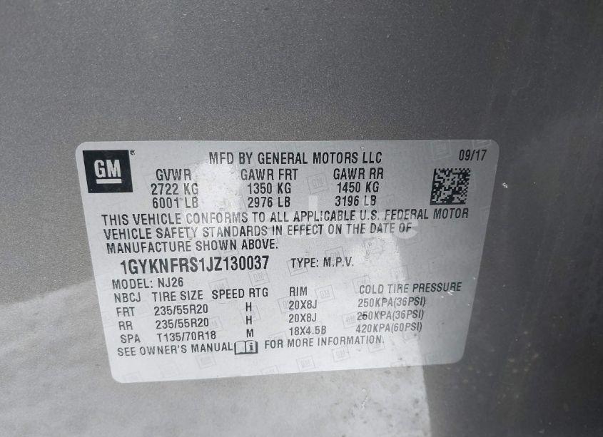 Photo 9 of 2018 Cadillac Xt5 PREMIUM LUXURY (VIN 1GYKNFRS1JZ130037)