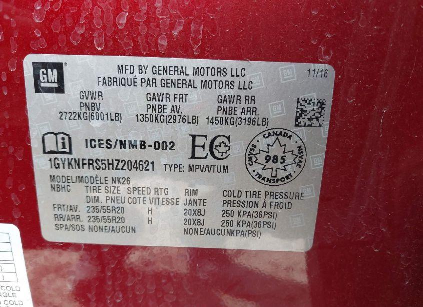 Photo 9 of 2017 Cadillac Xt5 PLATINUM (VIN 1GYKNFRS5HZ204621)