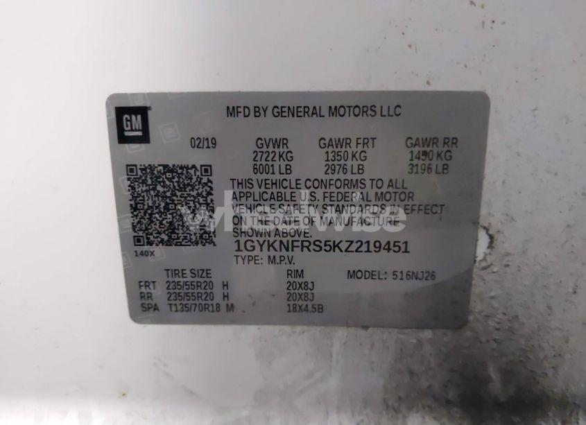 Photo 9 of 2019 Cadillac Xt5 PREMIUM LUXURY AWD (VIN 1GYKNFRS5KZ219451)