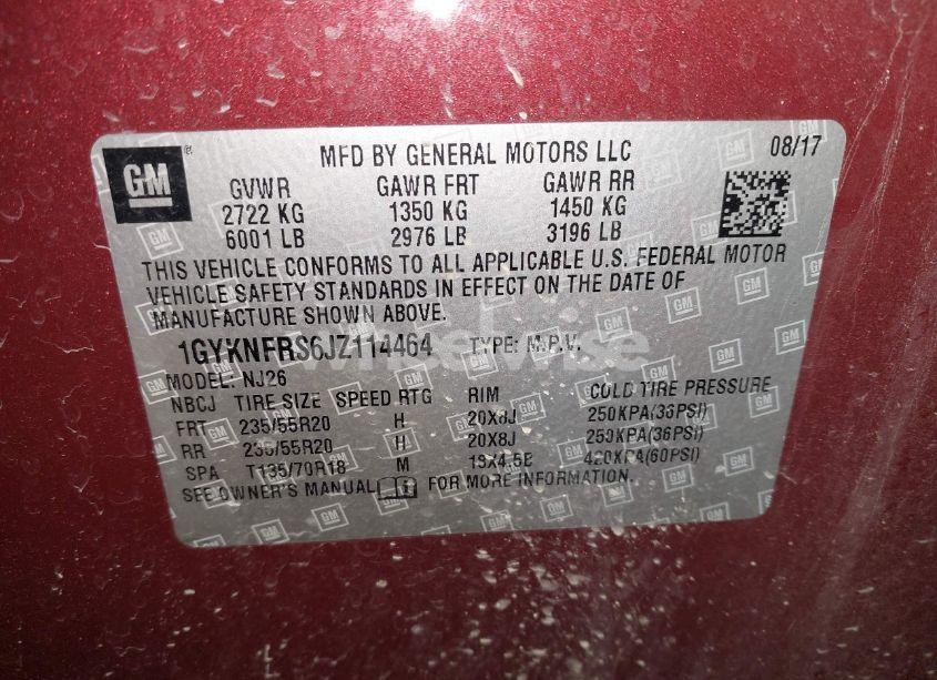 Photo 9 of 2018 Cadillac Xt5 PREMIUM LUXURY (VIN 1GYKNFRS6JZ114464)