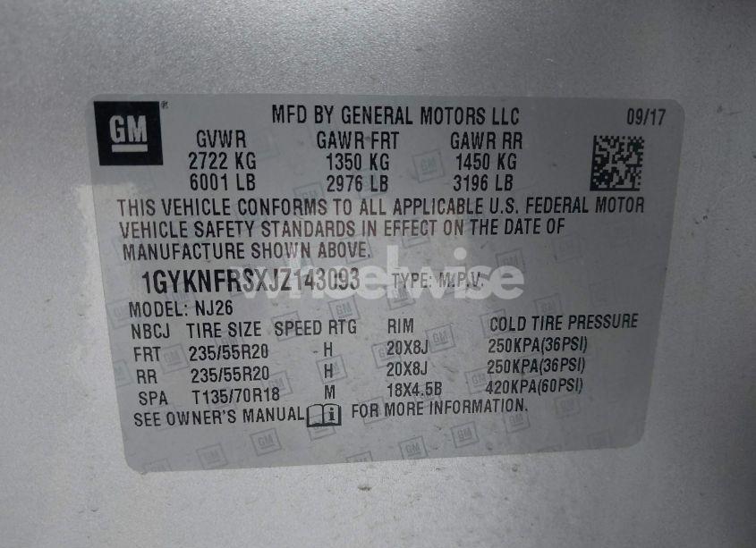 Photo 9 of 2018 Cadillac Xt5 PREMIUM LUXURY (VIN 1GYKNFRSXJZ143093)